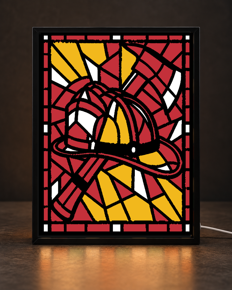 Firefighter Heritage light-up 3D printed stained-glass-style art