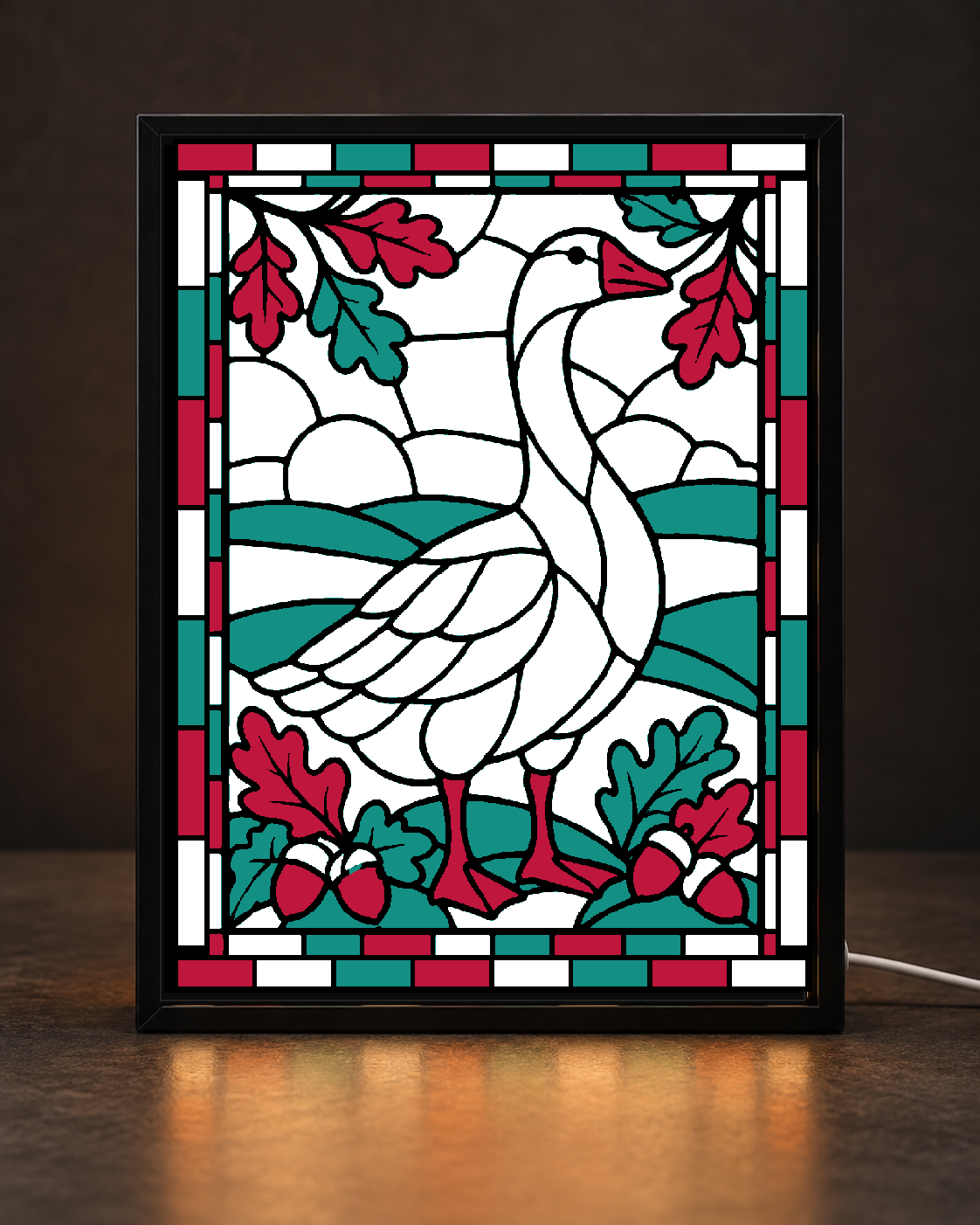 Harvest Goose light-up 3D printed stained-glass-style art