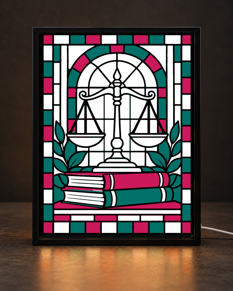 Justice Scale Library 3D Printed Stained Glass Art