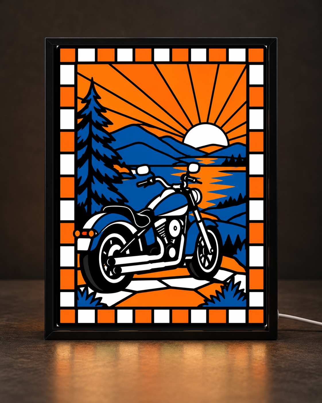 Mountain Motorcycle 3D printed stained glass art