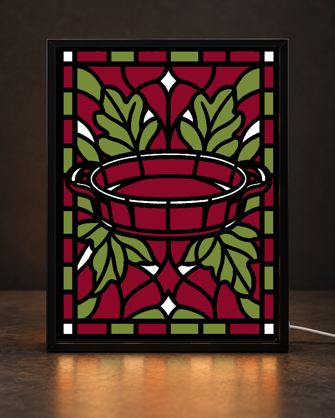 Thanksgiving Casserole Server — Light-Up 3D Printed Stained-Glass-Style Art