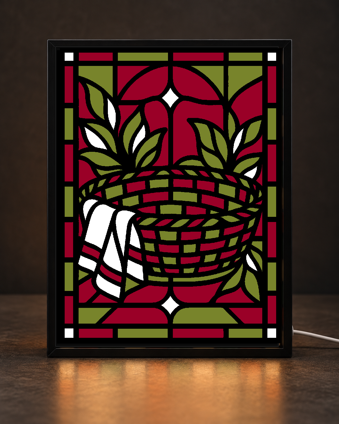 Thanksgiving Harvest Linen Basket — Light-Up 3D Printed Stained-Glass-Style Art