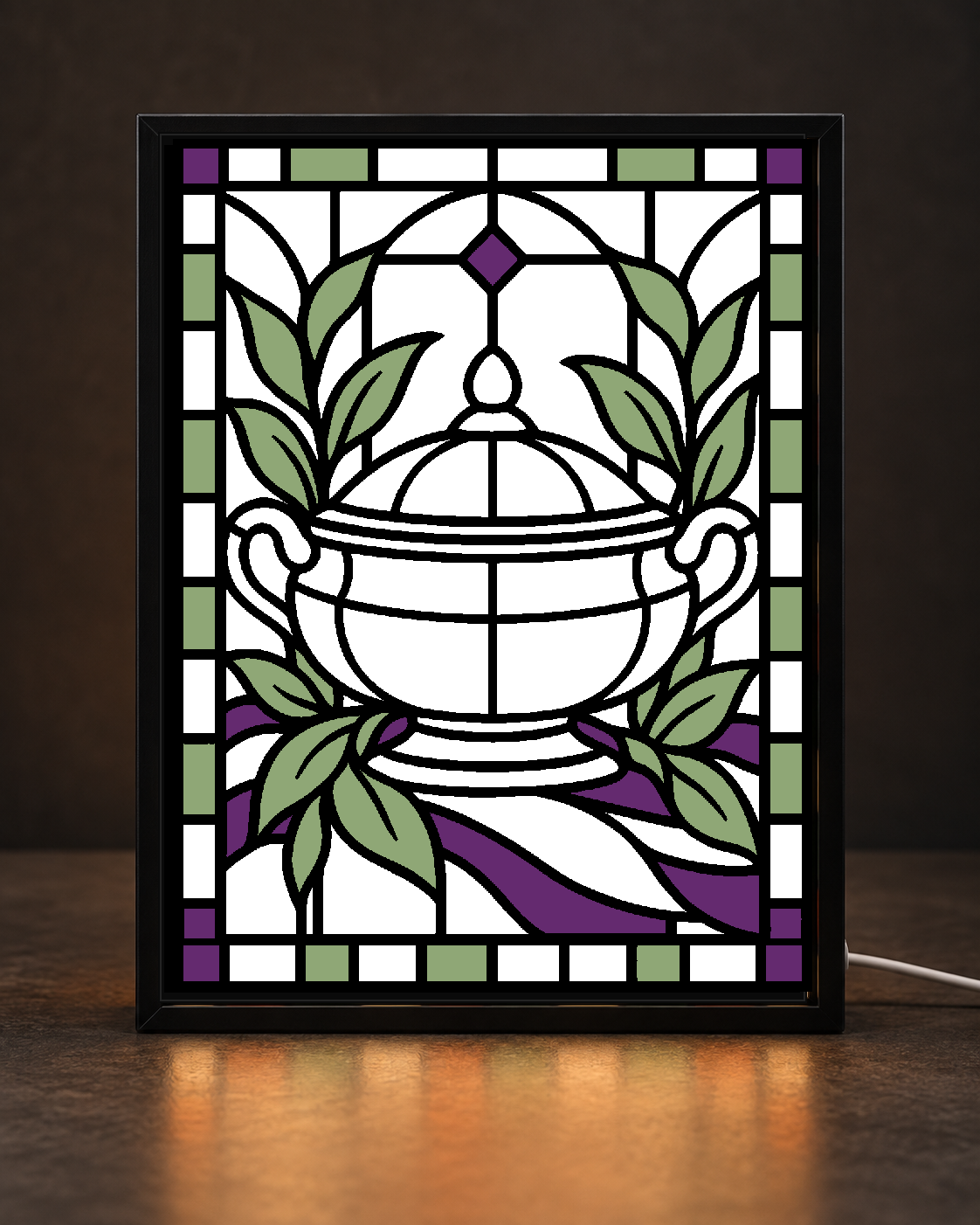 Thanksgiving Soup Tureen light-up 3D printed stained-glass-style art