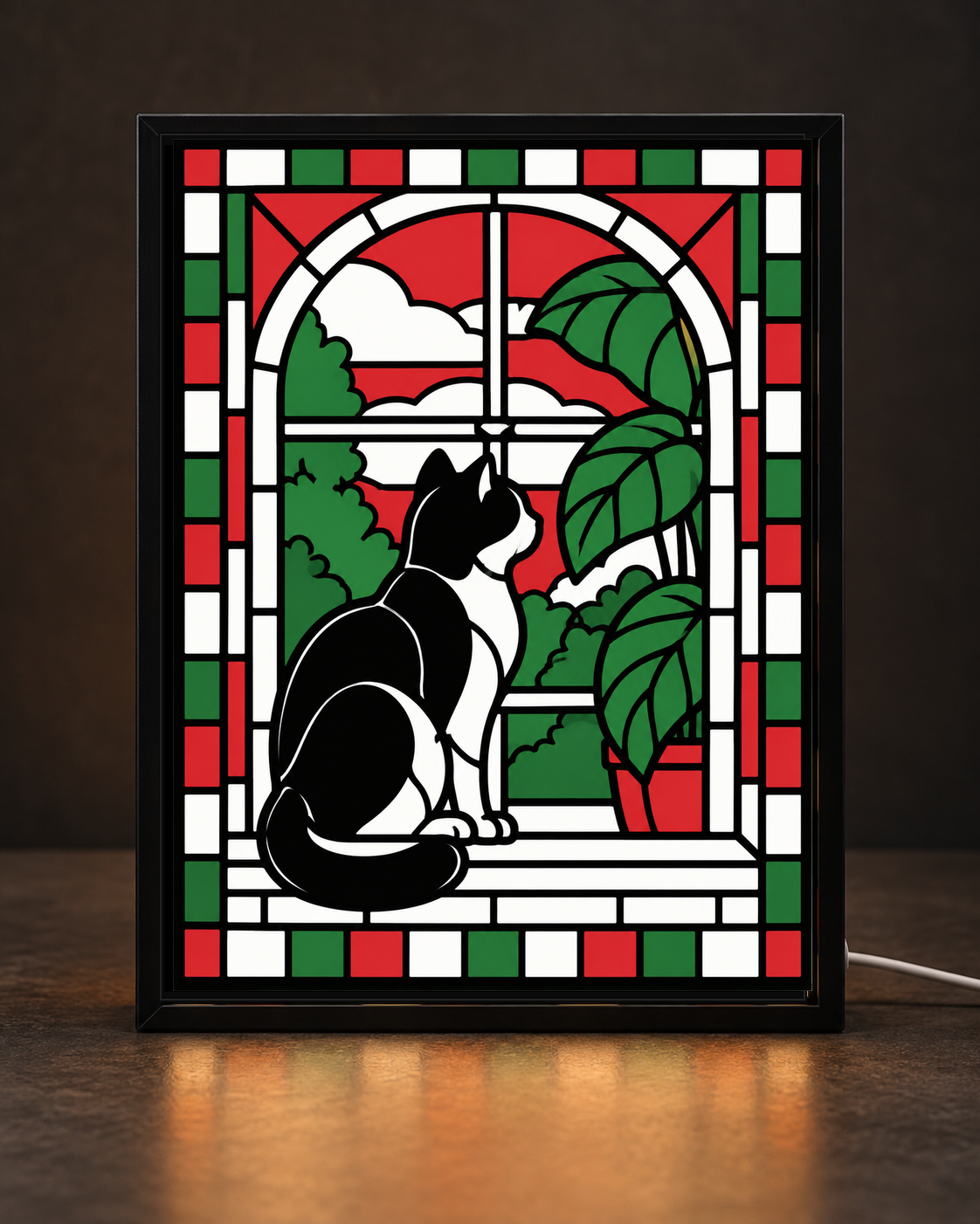 Window Cat 3D printed stained glass art