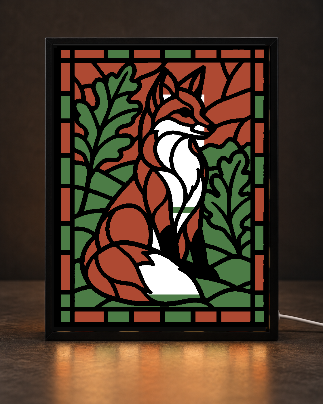 Woodland Fox — Light-Up 3D Printed Stained-Glass-Style Art
